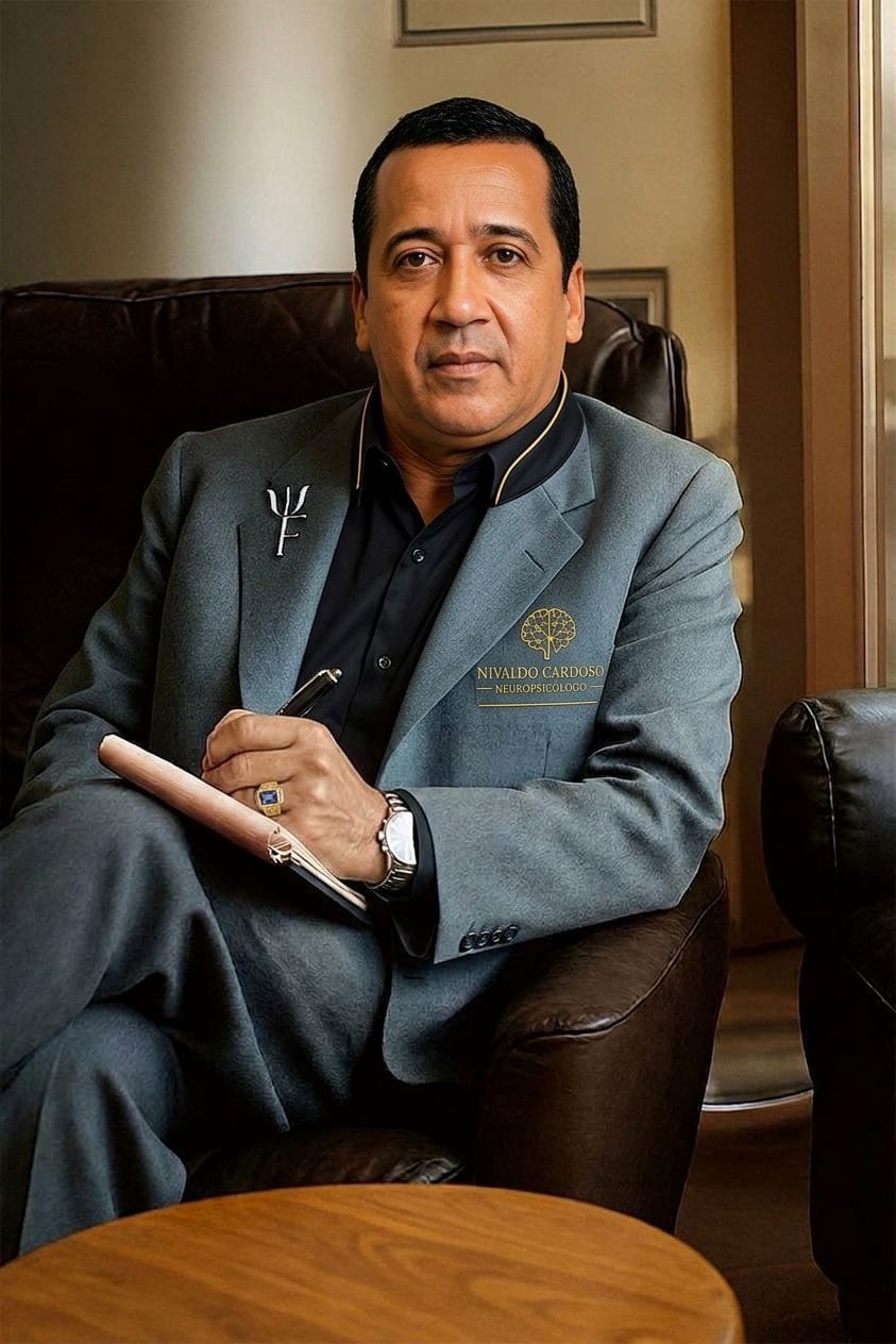 Nivaldo Cardoso da Silva em consultório, psicólogo com experiência em TCC e neuropsicologia
